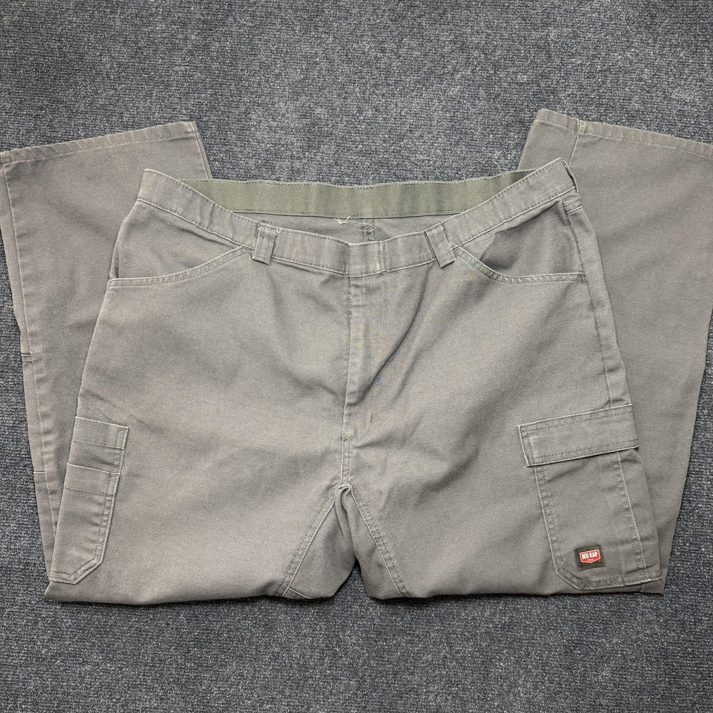 Red Kap Cargo Pants Mens 42x30 Gray Canvas Straight Leg Regular Fit Workwear